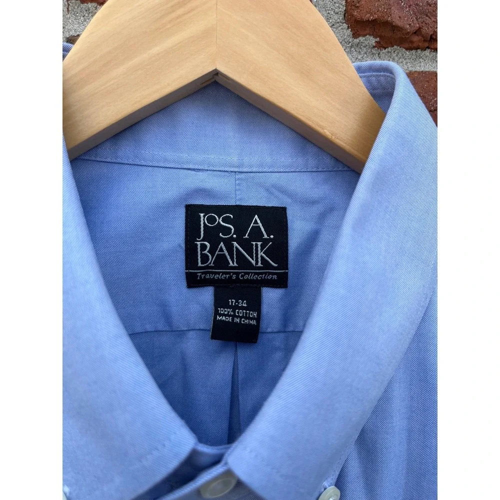 Jos. A. Bank Travelers Collection Light Blue Cotton Dress Shirt 17-34 Mens